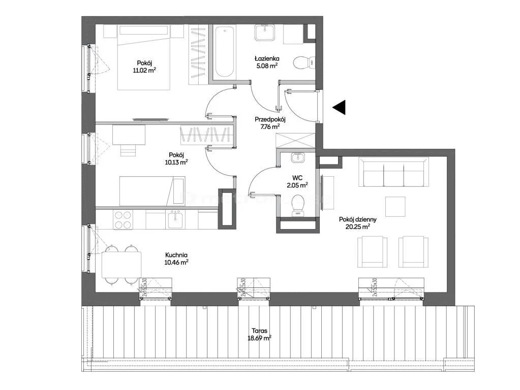Mieszkanie trzypokojowe 66,75 m², Warszawa, Włochy, Sprzedaż