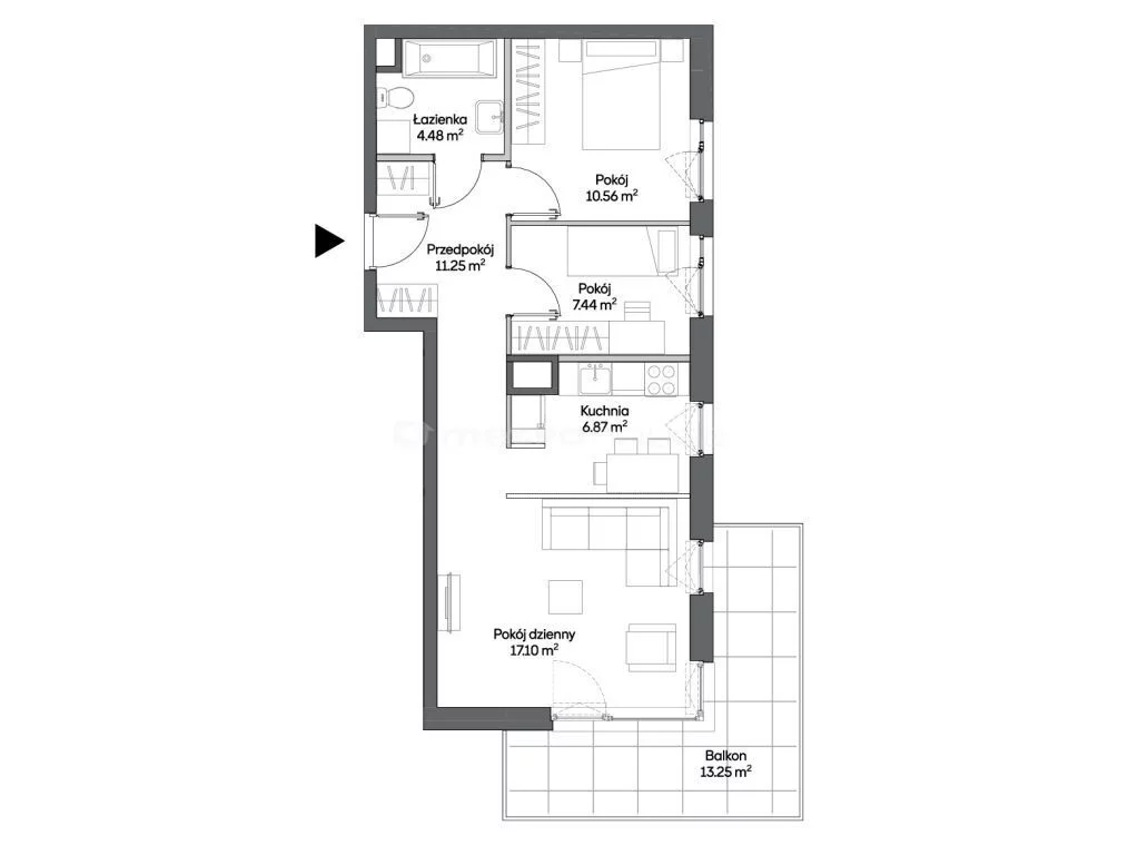 Mieszkanie trzypokojowe 57,70 m², Warszawa, Włochy, Sprzedaż