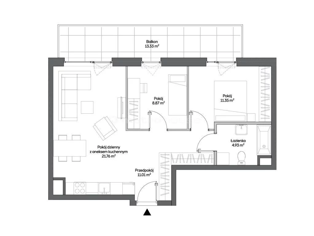 Mieszkanie trzypokojowe 57,92 m², Warszawa, Włochy, Sprzedaż