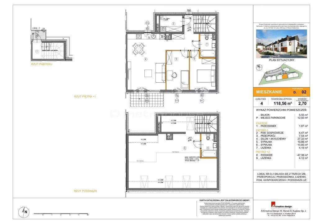 3 pokoje, mieszkanie 117,73 m², piętro 1, oferta nr , SMBEZO159, Radzymin, Witosa