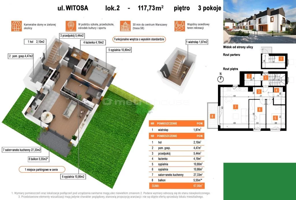 3 pokoje, mieszkanie 117,73 m², piętro 1, oferta nr , SMBEZO159, Radzymin, Witosa