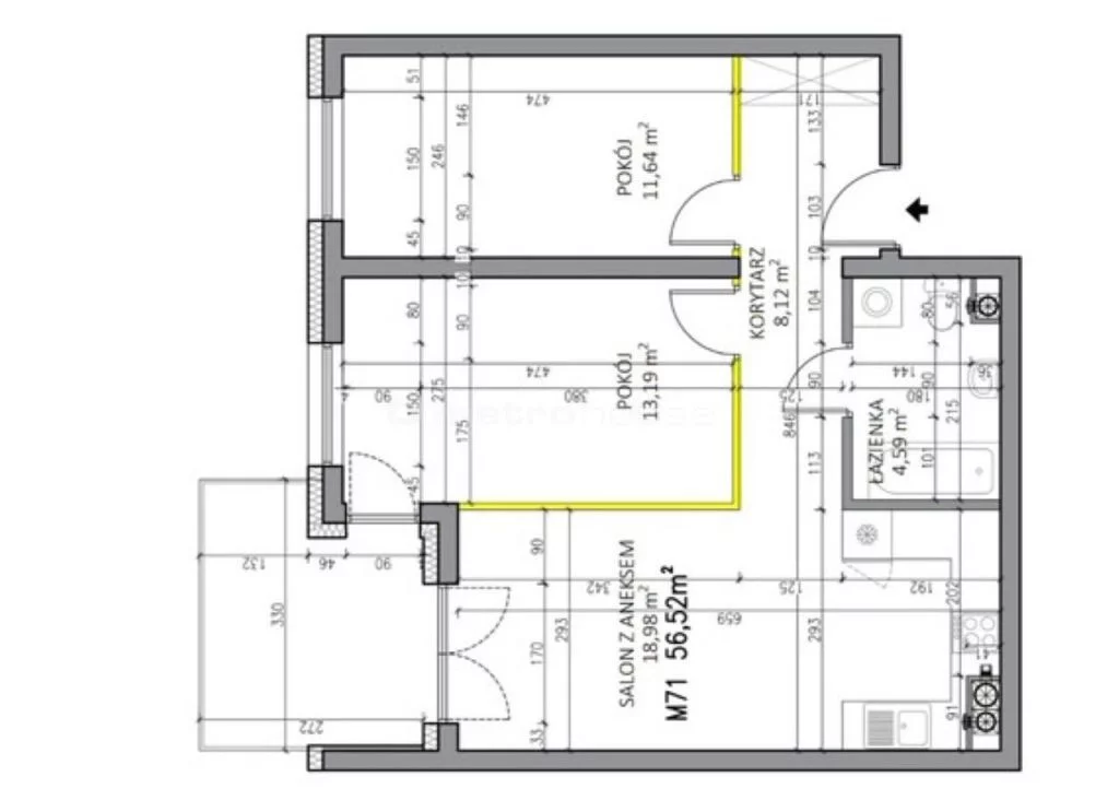 3 pokoje, apartament 56,62 m², piętro 5, oferta nr , SMTUTI267, Żyrardów