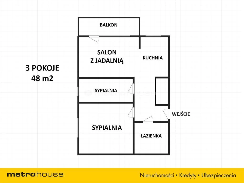 3 pokoje, mieszkanie 48,00 m², piętro 1, oferta nr , WMHANY584, Bielsko-Biała, Siemiradzkiego