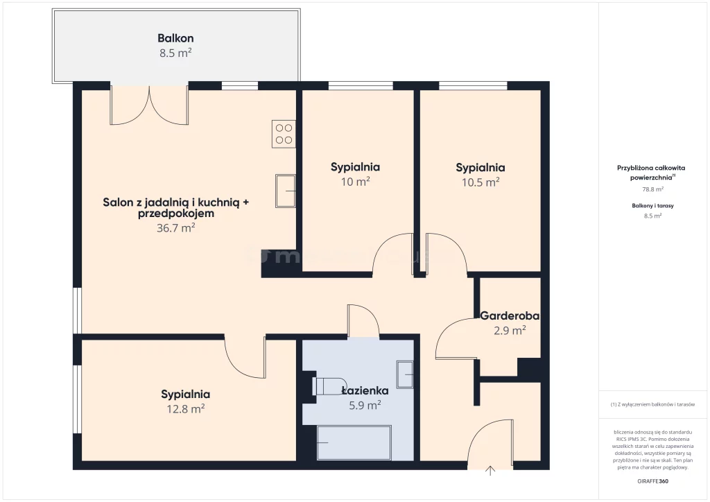 4 pokoje, mieszkanie 78,27 m², piętro 1, oferta nr , SMFUBA313, Bolesławiec