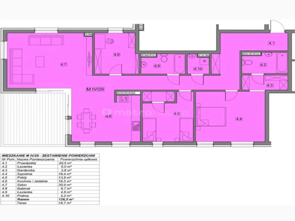 4 pokoje, mieszkanie 128,72 m², piętro 4, oferta nr , SMMOBO427, Busko-Zdrój, Broniewskiego