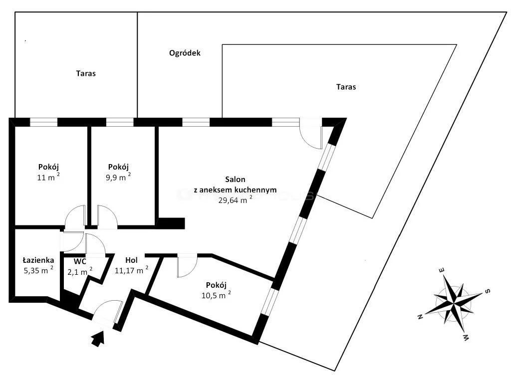 4 pokoje, mieszkanie 79,66 m², parter, oferta nr , SMNODY491, Gdańsk, Zaspa, Hynka