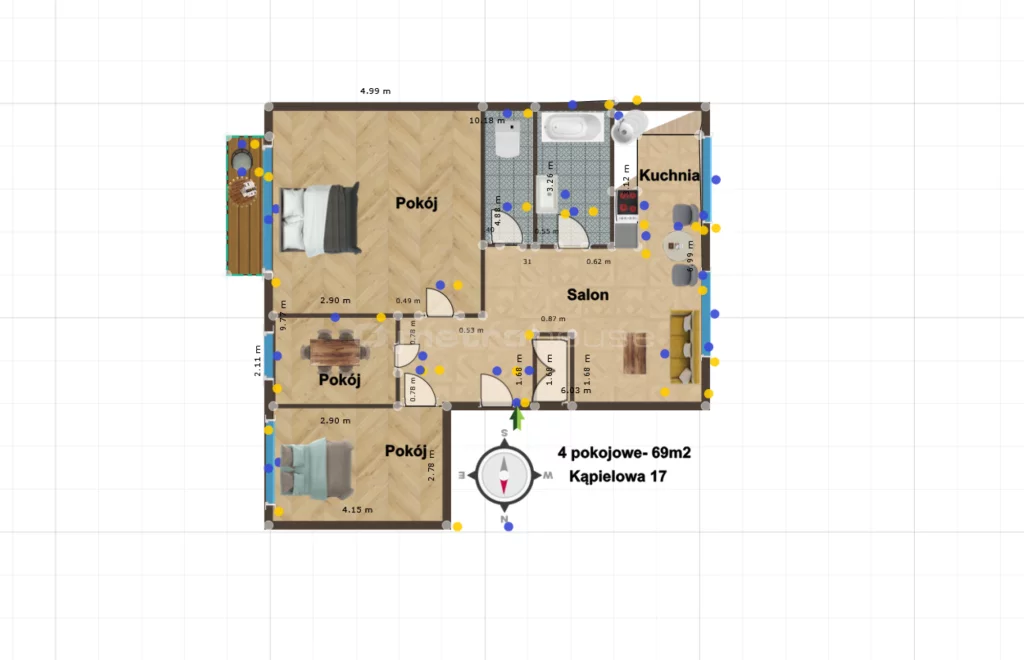 4 pokoje, mieszkanie 69,00 m², piętro 1, oferta nr , SMMUNO494, Biała Podlaska, Kąpielowa