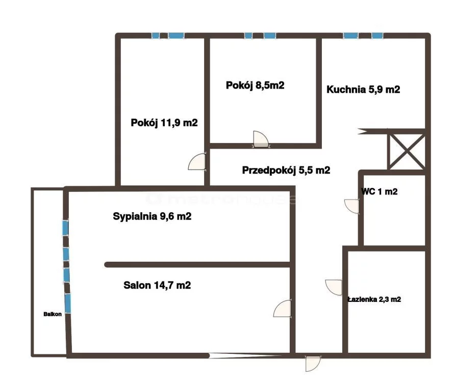 4 pokoje, mieszkanie 60,00 m², piętro 4, oferta nr , SMKUVA212, Konstantynów Łódzki