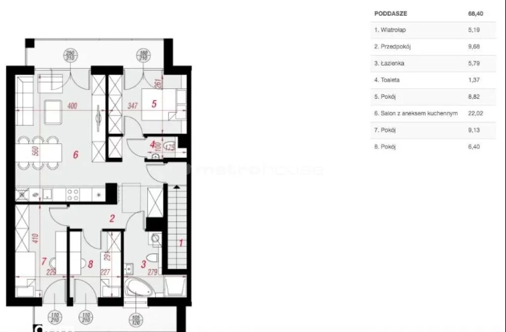 4 pokoje, mieszkanie 95,00 m², piętro 1, oferta nr , HINE195, Skarżysko-Kamienna, Leśna Polana