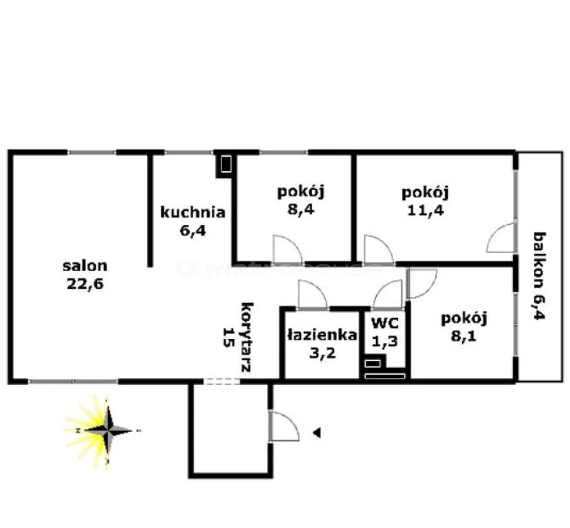 4 pokoje, mieszkanie 78,00 m², piętro 2, oferta nr , PONU731, Włocławek, Moniuszki