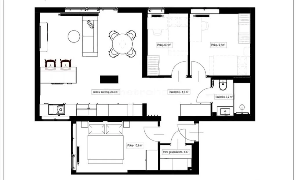 4 pokoje, apartament 71,00 m², parter, oferta nr , SMZATE164, Kraków, Mistrzejowice, Osiedle Tysiąclecia