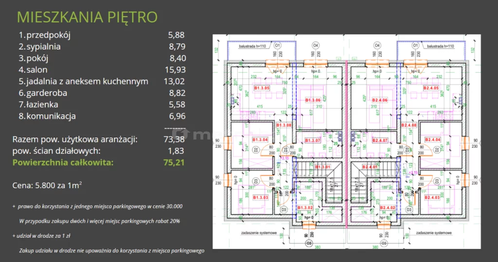 4 pokoje, mieszkanie 75,21 m², piętro 1, oferta nr , SMTISA306, Piekary Śląskie