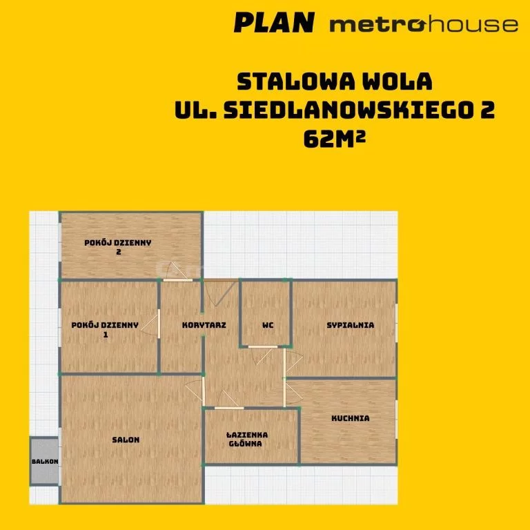 4 pokoje, mieszkanie 61,73 m², piętro 3, oferta nr , SMTIJA403, Stalowa Wola, Siedlanowskiego