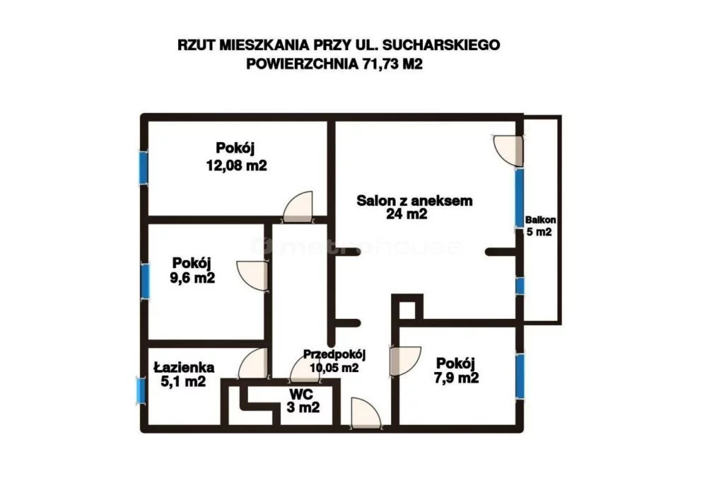 4 pokoje, mieszkanie 71,70 m², piętro 2, oferta nr , SMGEHO784, Ostrołęka, Sucharskiego