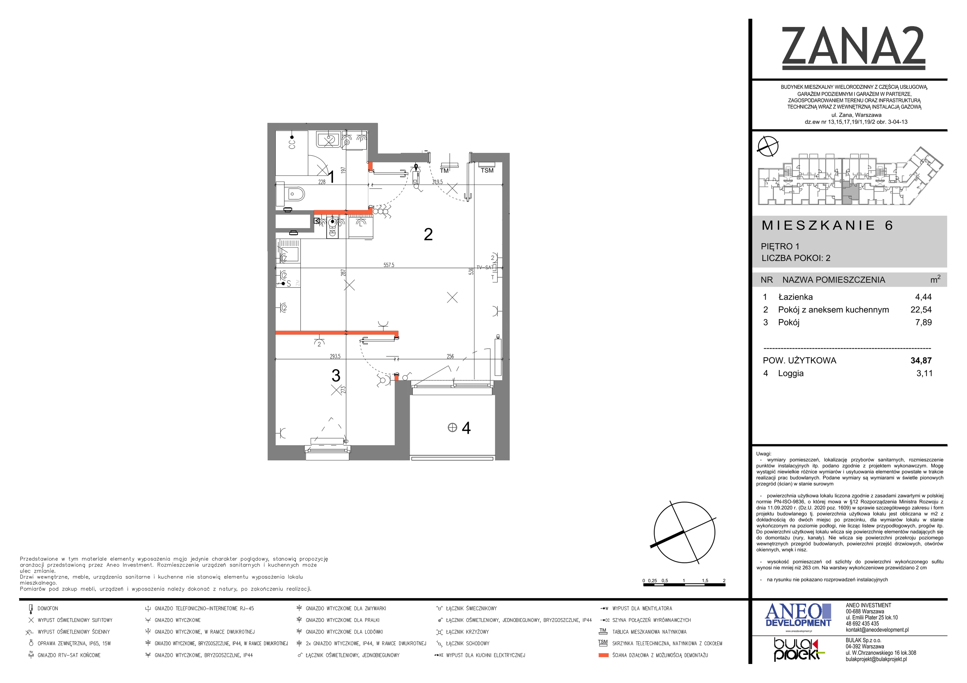 Mieszkanie 34,87 m², piętro 1, oferta nr 6, Zana 2, Warszawa, Praga Południe, Gocławek, ul. Tomasza Zana