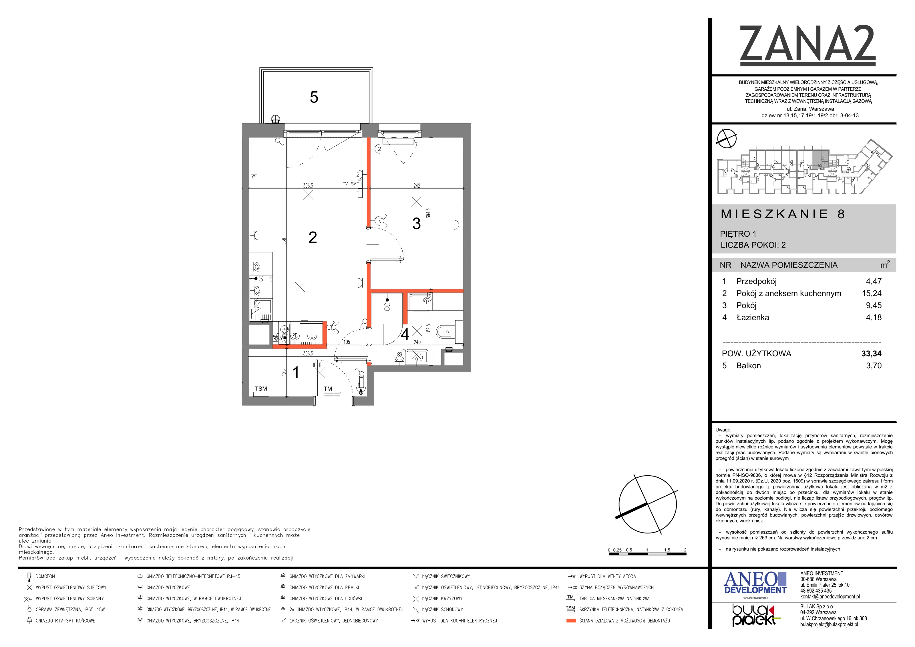 Mieszkanie 33,34 m², piętro 1, oferta nr 8, Zana 2, Warszawa, Praga Południe, Gocławek, ul. Tomasza Zana