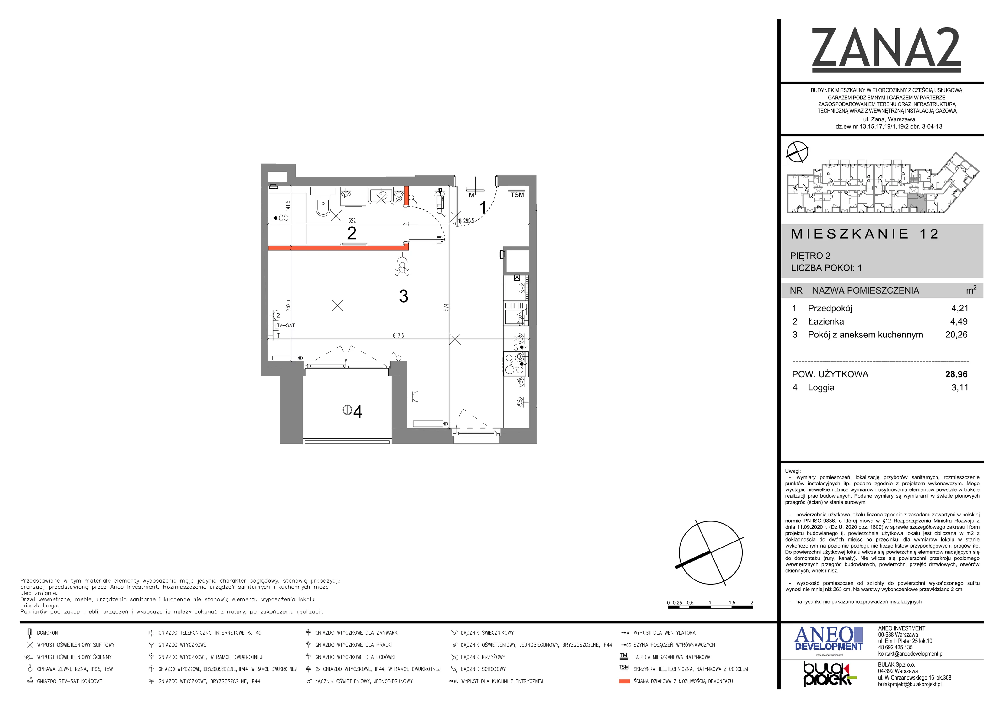 Mieszkanie 28,96 m², piętro 2, oferta nr 12, Zana 2, Warszawa, Praga Południe, Gocławek, ul. Tomasza Zana