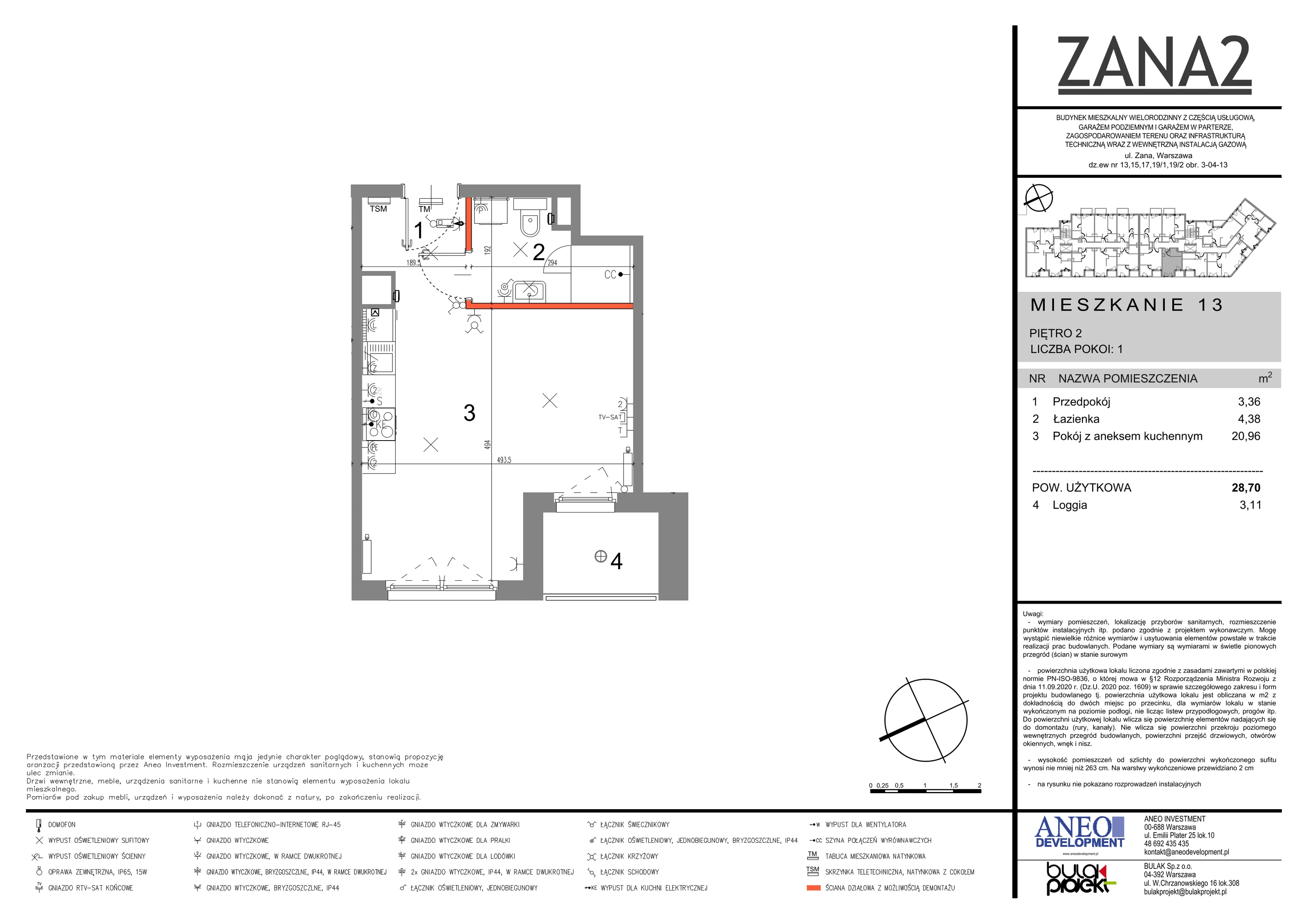 Mieszkanie 28,70 m², piętro 2, oferta nr 13, Zana 2, Warszawa, Praga Południe, Gocławek, ul. Tomasza Zana