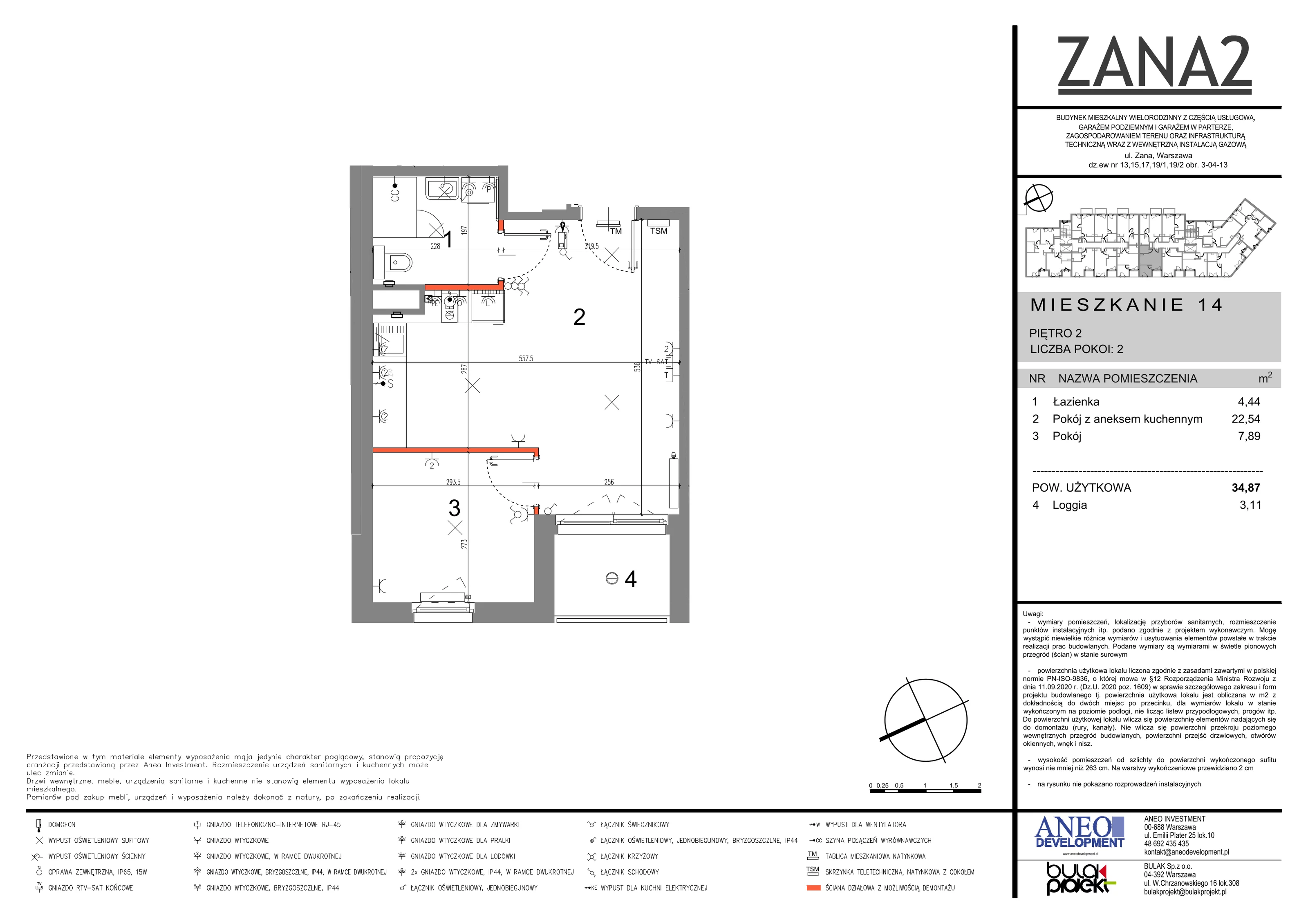 Mieszkanie 34,87 m², piętro 2, oferta nr 14, Zana 2, Warszawa, Praga Południe, Gocławek, ul. Tomasza Zana