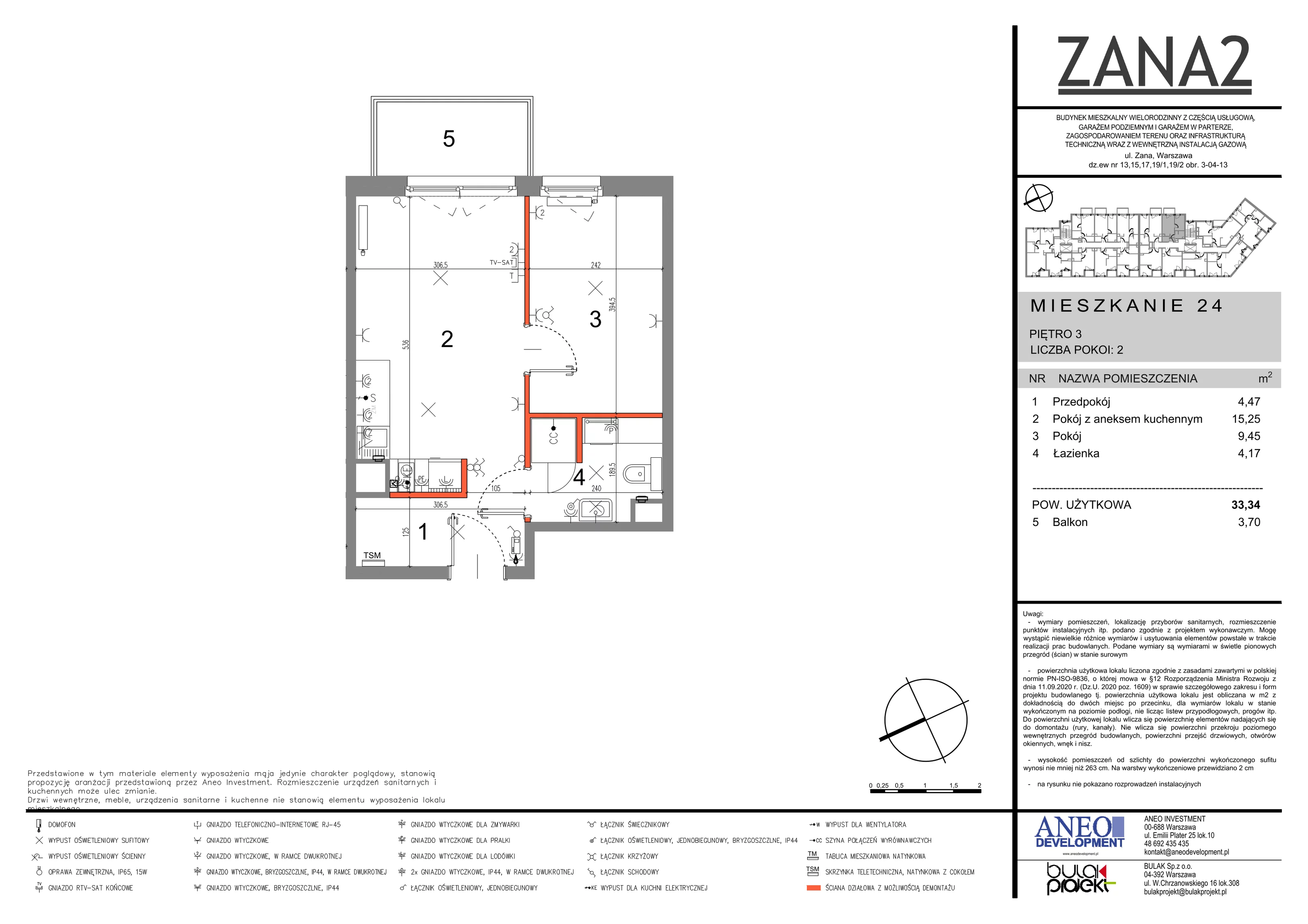 Mieszkanie 33,34 m², piętro 3, oferta nr 24, Zana 2, Warszawa, Praga Południe, Gocławek, ul. Tomasza Zana