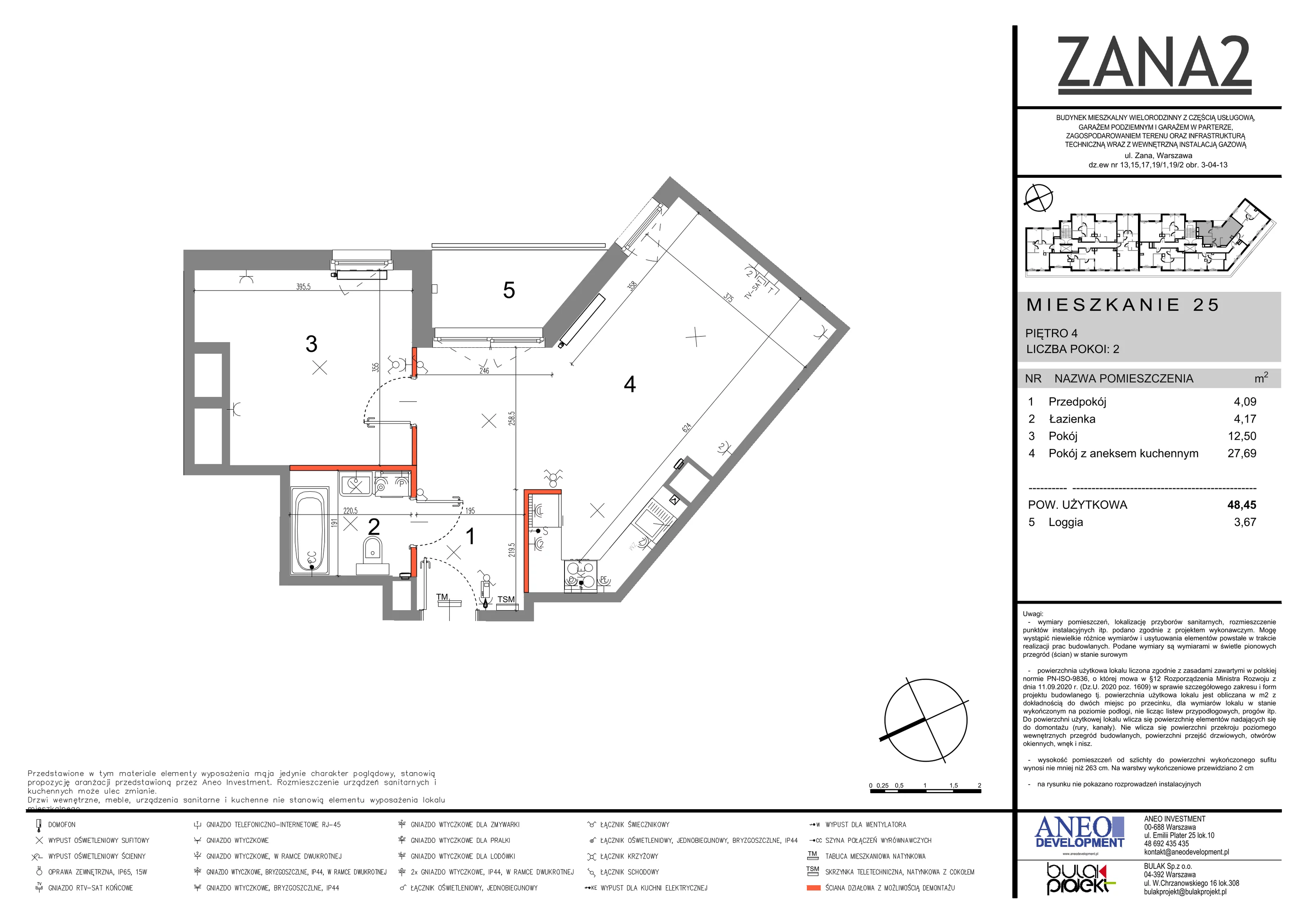 Mieszkanie 48,45 m², piętro 4, oferta nr 25, Zana 2, Warszawa, Praga Południe, Gocławek, ul. Tomasza Zana