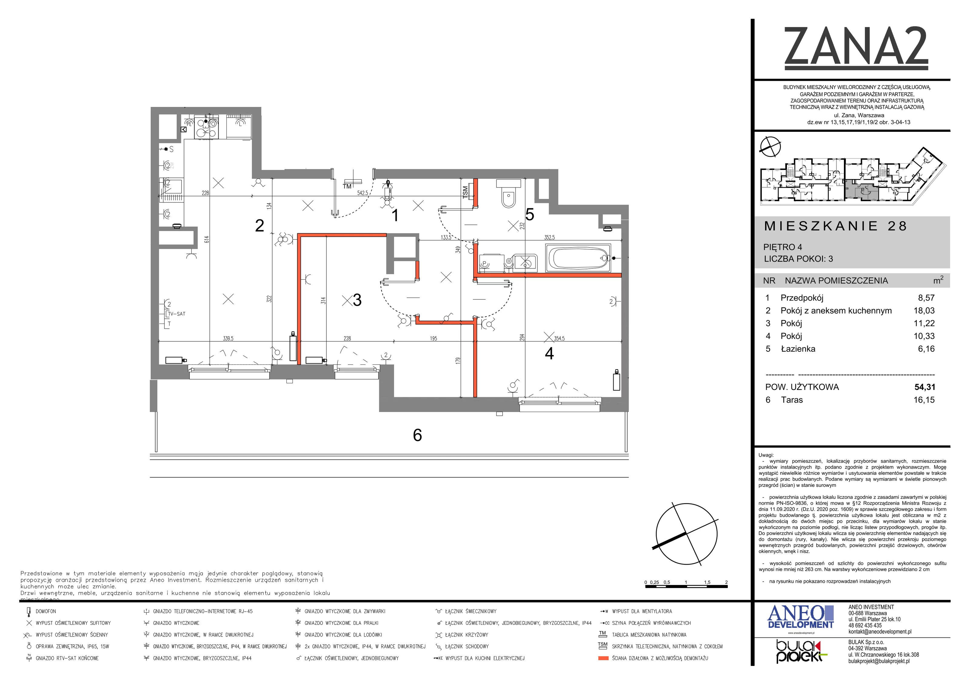 3 pokoje, mieszkanie 54,31 m², piętro 4, oferta nr 28, Zana 2, Warszawa, Praga Południe, Gocławek, ul. Tomasza Zana
