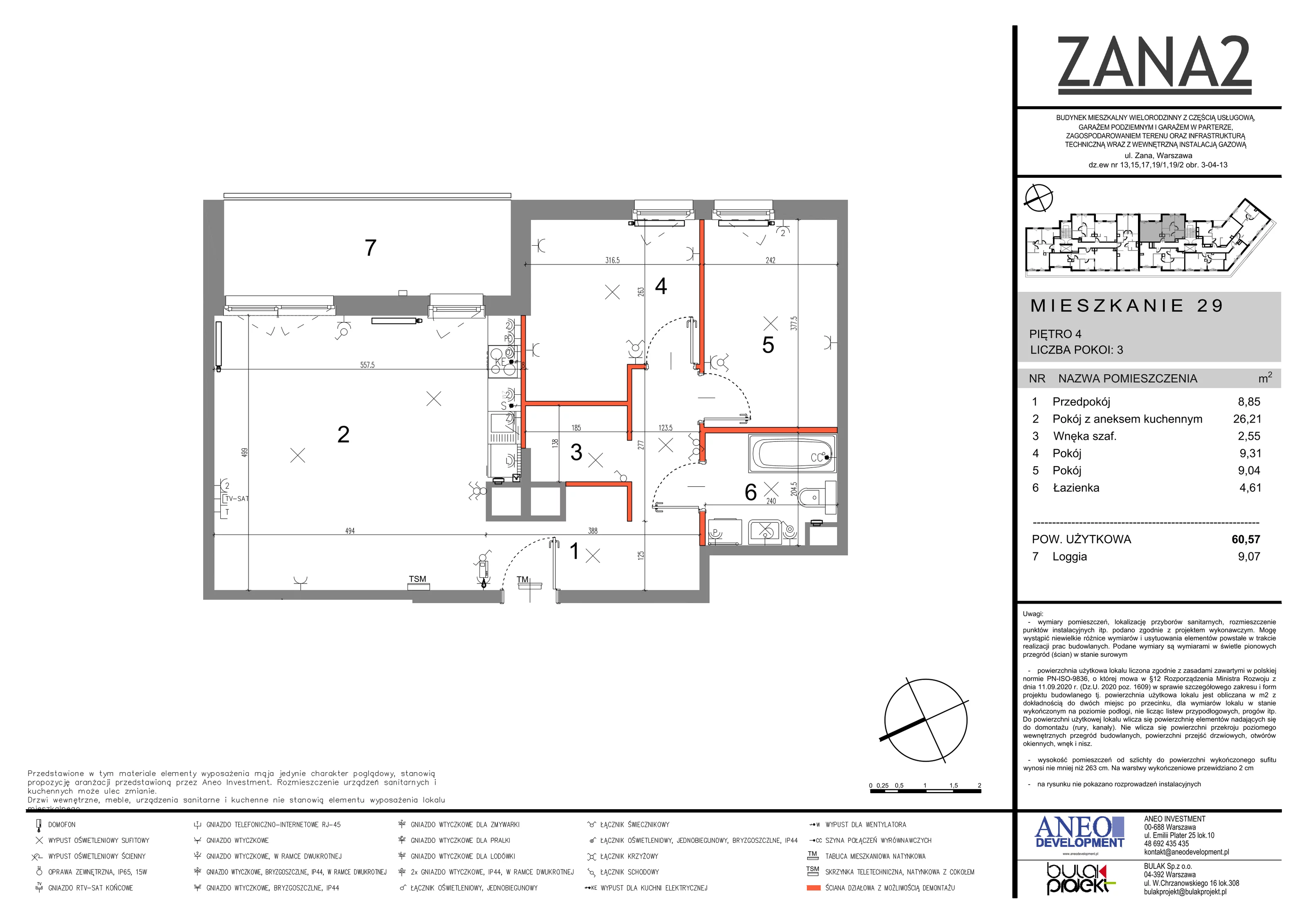 3 pokoje, mieszkanie 60,57 m², piętro 4, oferta nr 29, Zana 2, Warszawa, Praga Południe, Gocławek, ul. Tomasza Zana