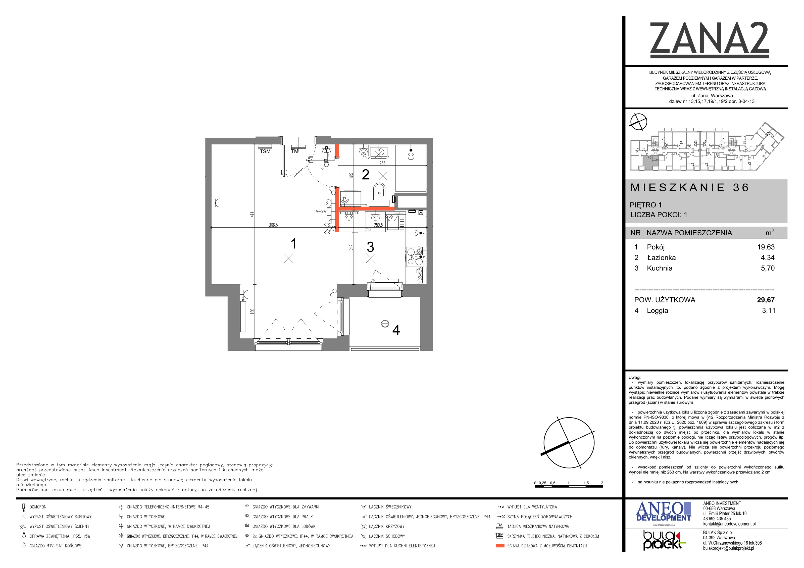 1 pokój, mieszkanie 29,67 m², piętro 1, oferta nr 36, Zana 2, Warszawa, Praga Południe, Gocławek, ul. Tomasza Zana