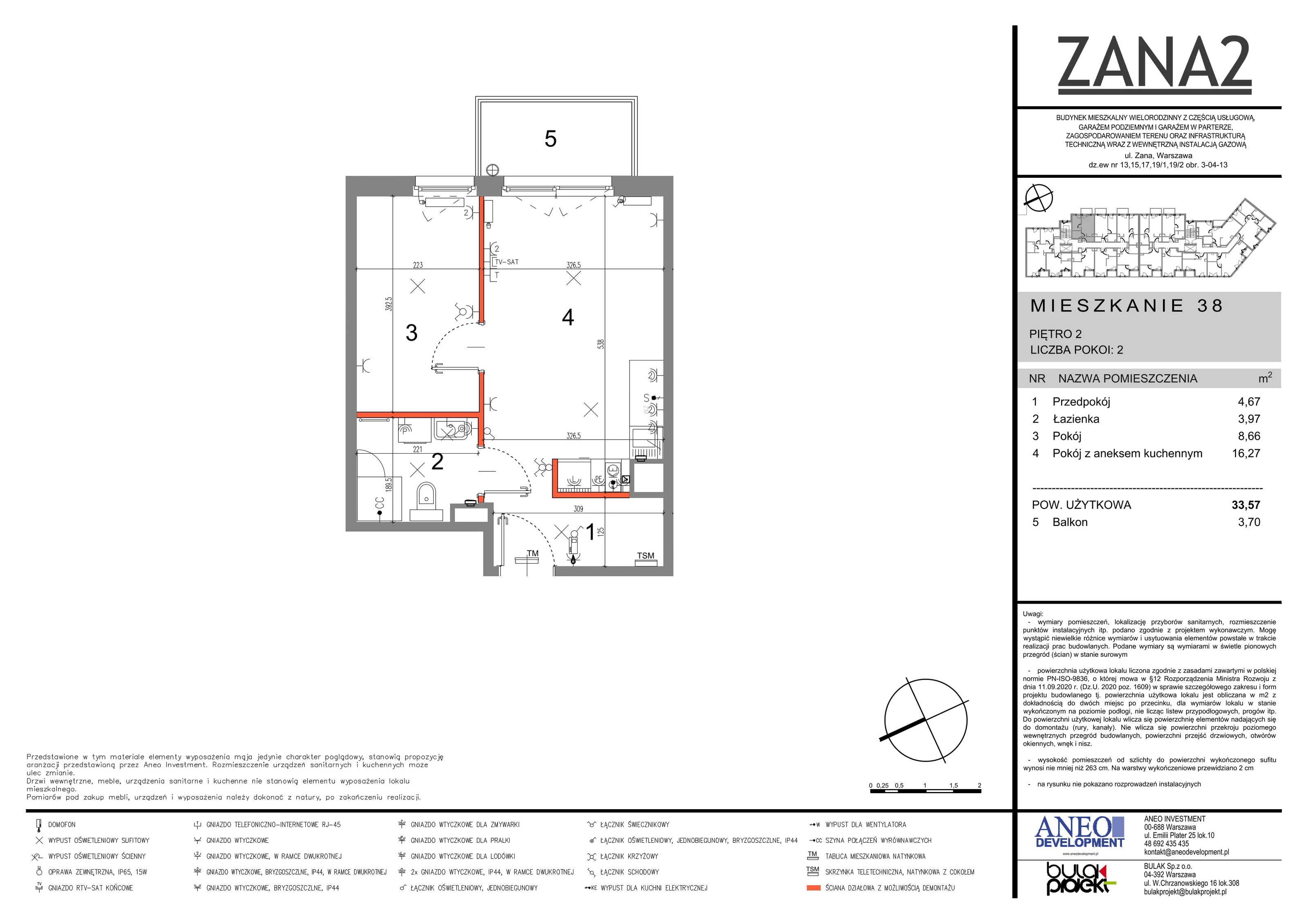 Mieszkanie 33,56 m², piętro 2, oferta nr 38, Zana 2, Warszawa, Praga Południe, Gocławek, ul. Tomasza Zana