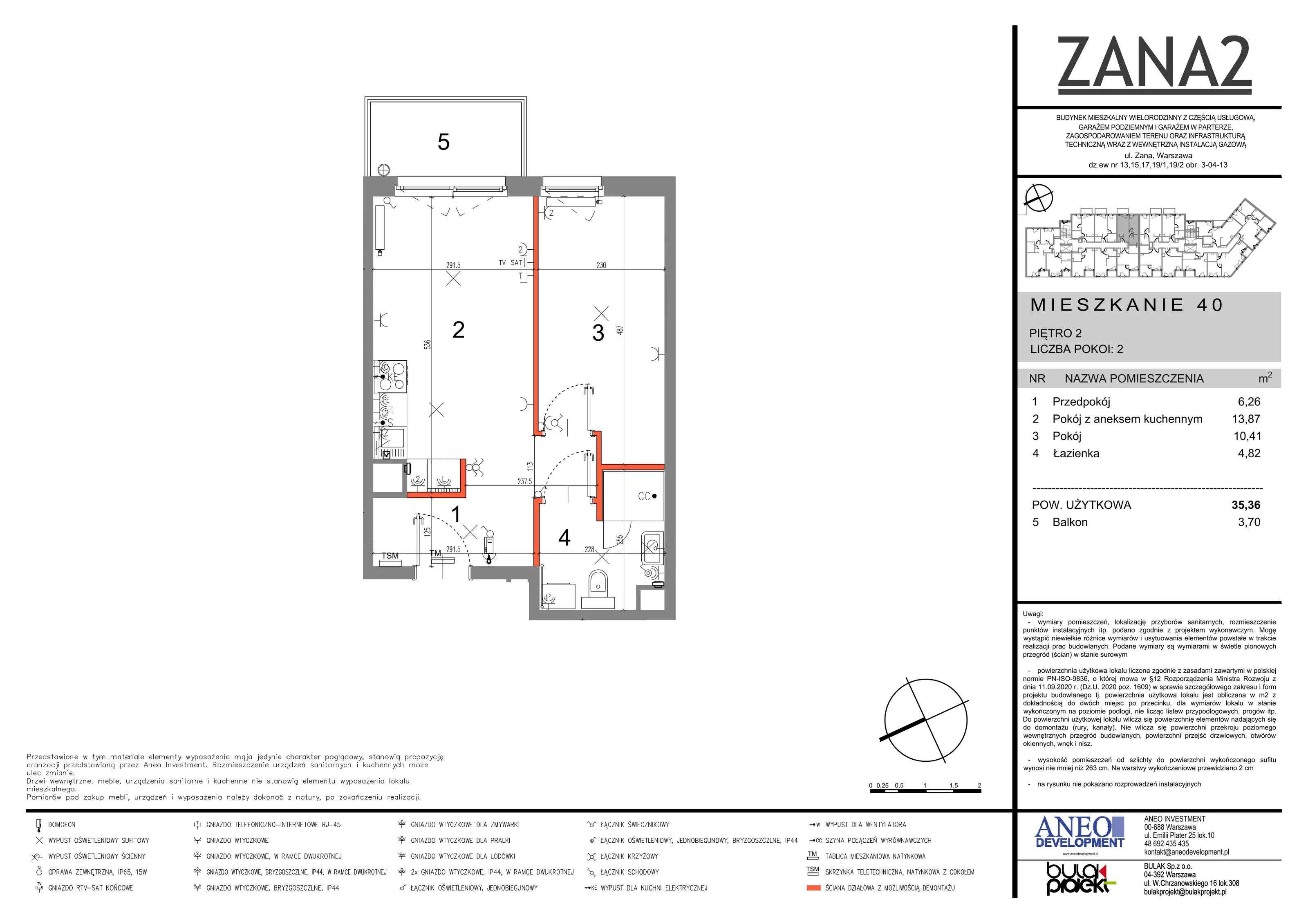 Mieszkanie 35,36 m², piętro 2, oferta nr 40, Zana 2, Warszawa, Praga Południe, Gocławek, ul. Tomasza Zana