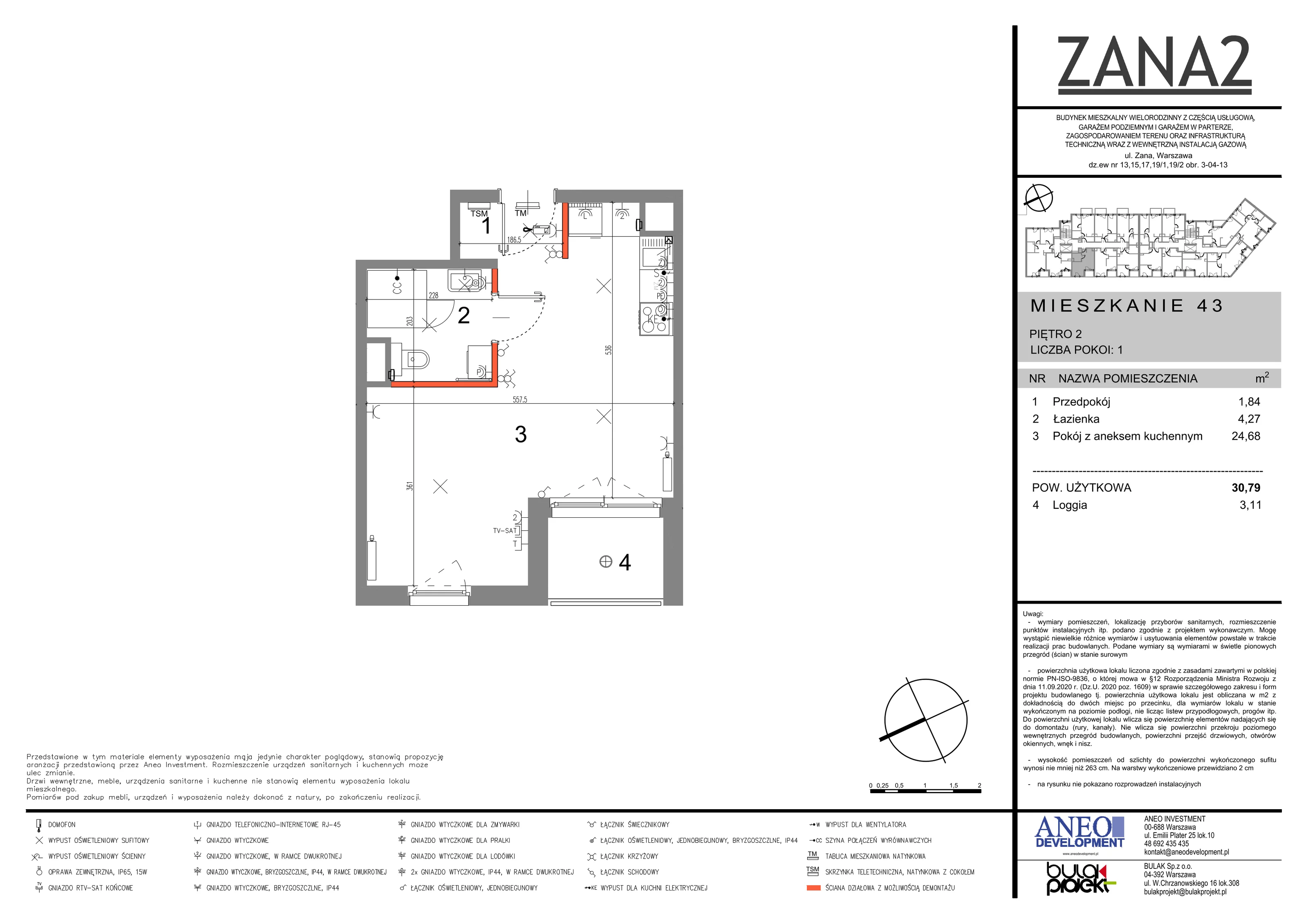 Mieszkanie 30,79 m², piętro 2, oferta nr 43, Zana 2, Warszawa, Praga Południe, Gocławek, ul. Tomasza Zana