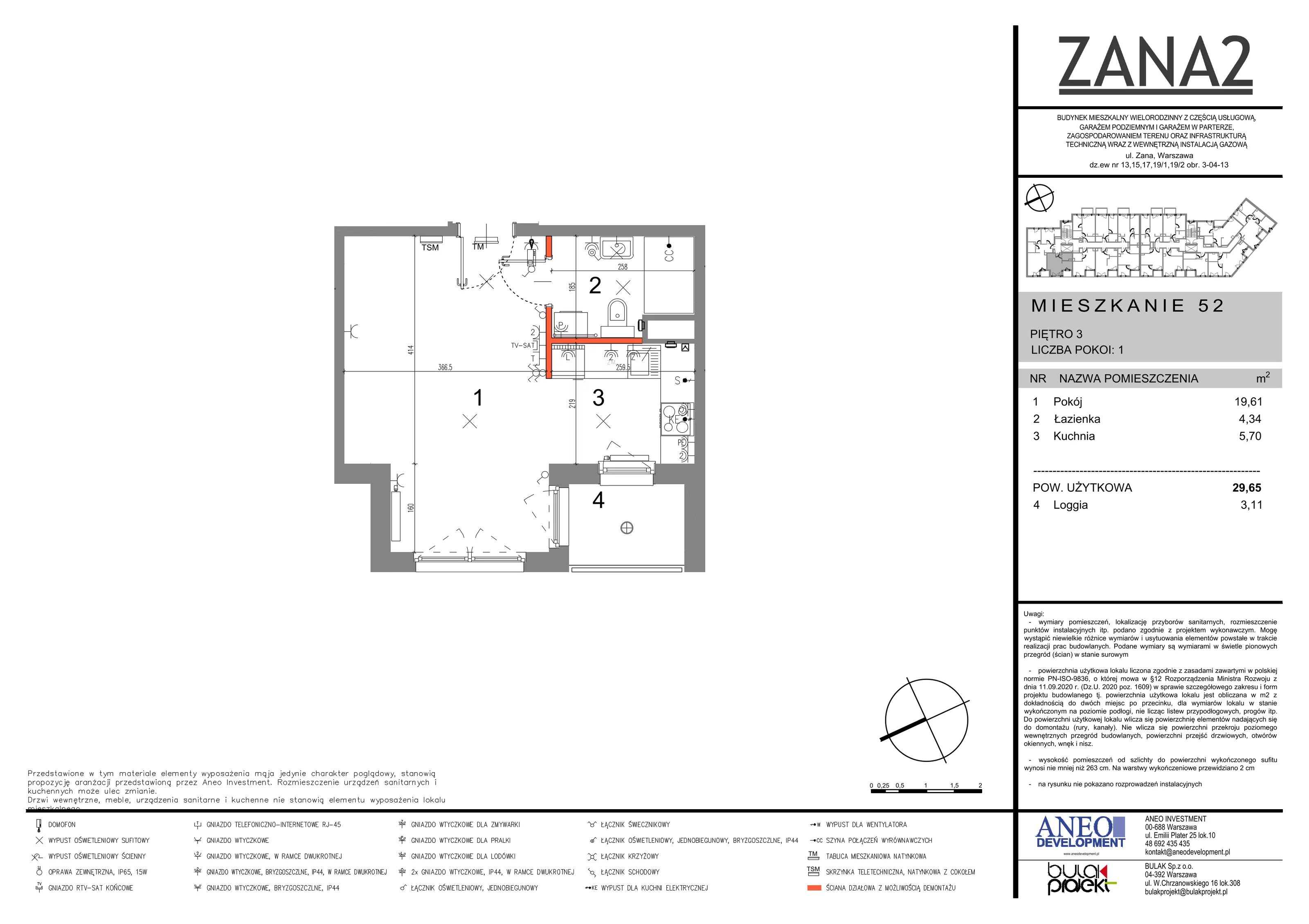 Mieszkanie 35,38 m², piętro 3, oferta nr 52, Zana 2, Warszawa, Praga Południe, Gocławek, ul. Tomasza Zana