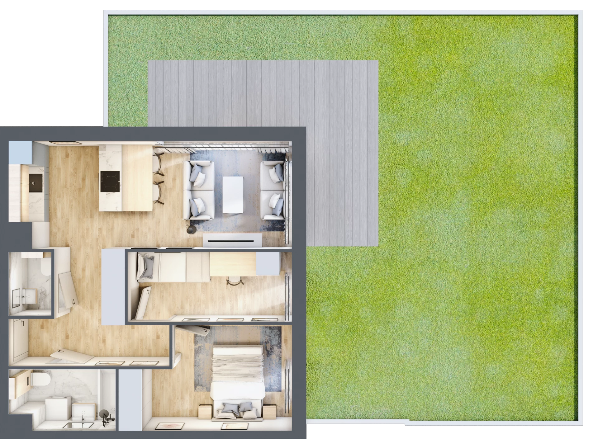 3 pokoje, apartament 53,06 m², parter, oferta nr D01, Let's Sea Baltic Park II etap, Gąski, ul. Nadbrzeżna 52C