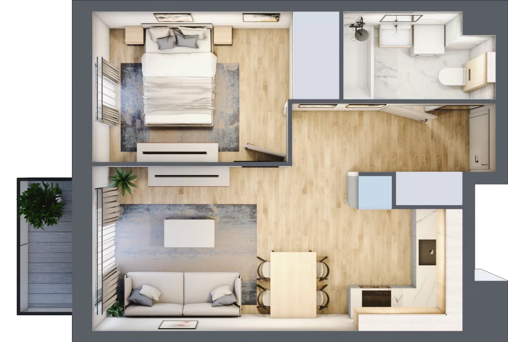 2 pokoje, apartament 39,92 m², piętro 1, oferta nr D14, Let's Sea Baltic Park II etap, Gąski, ul. Nadbrzeżna 52C