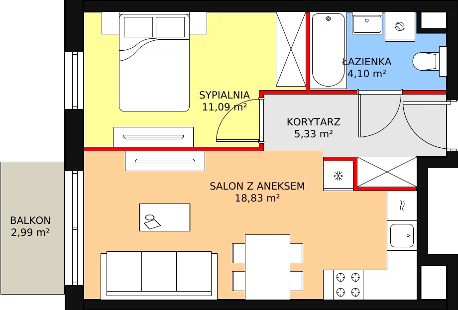 Apartament 39,88 m², piętro 1, oferta nr D16, Let's Sea Baltic Park II etap, Gąski, ul. Nadbrzeżna 52C