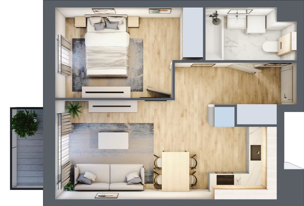 2 pokoje, mieszkanie 39,26 m², piętro 1, oferta nr D16, Let's Sea Baltic Park II etap, Gąski, ul. Nadbrzeżna 52C