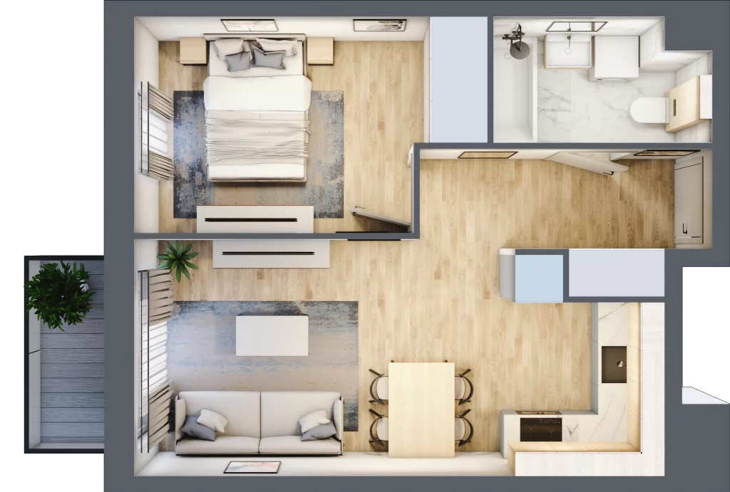 2 pokoje, mieszkanie 38,99 m², piętro 2, oferta nr D23, Let's Sea Baltic Park II etap, Gąski, ul. Nadbrzeżna 52C