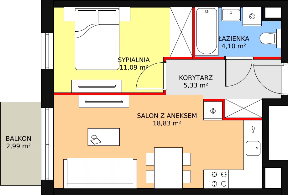 Apartament 39,88 m², piętro 2, oferta nr D24, Let's Sea Baltic Park II etap, Gąski, ul. Nadbrzeżna 52C