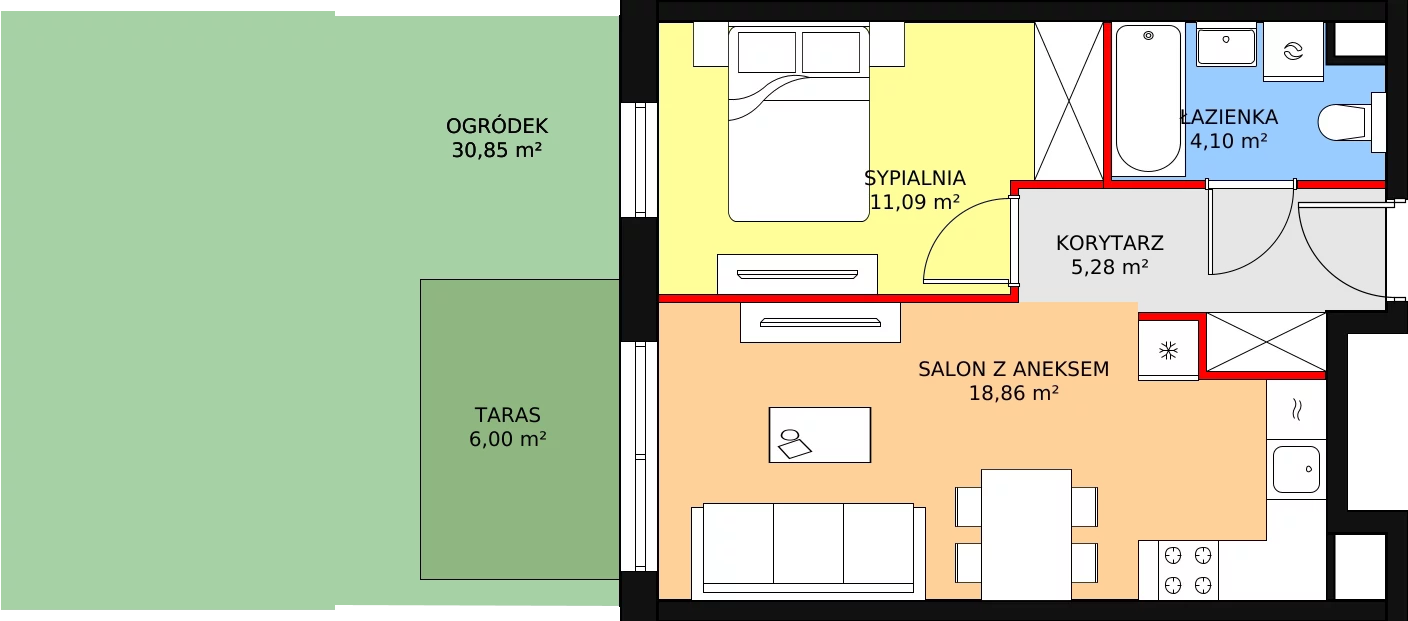 Apartament 39,86 m², parter, oferta nr E34, Let's Sea Baltic Park II etap, Gąski, ul. Nadbrzeżna 52C