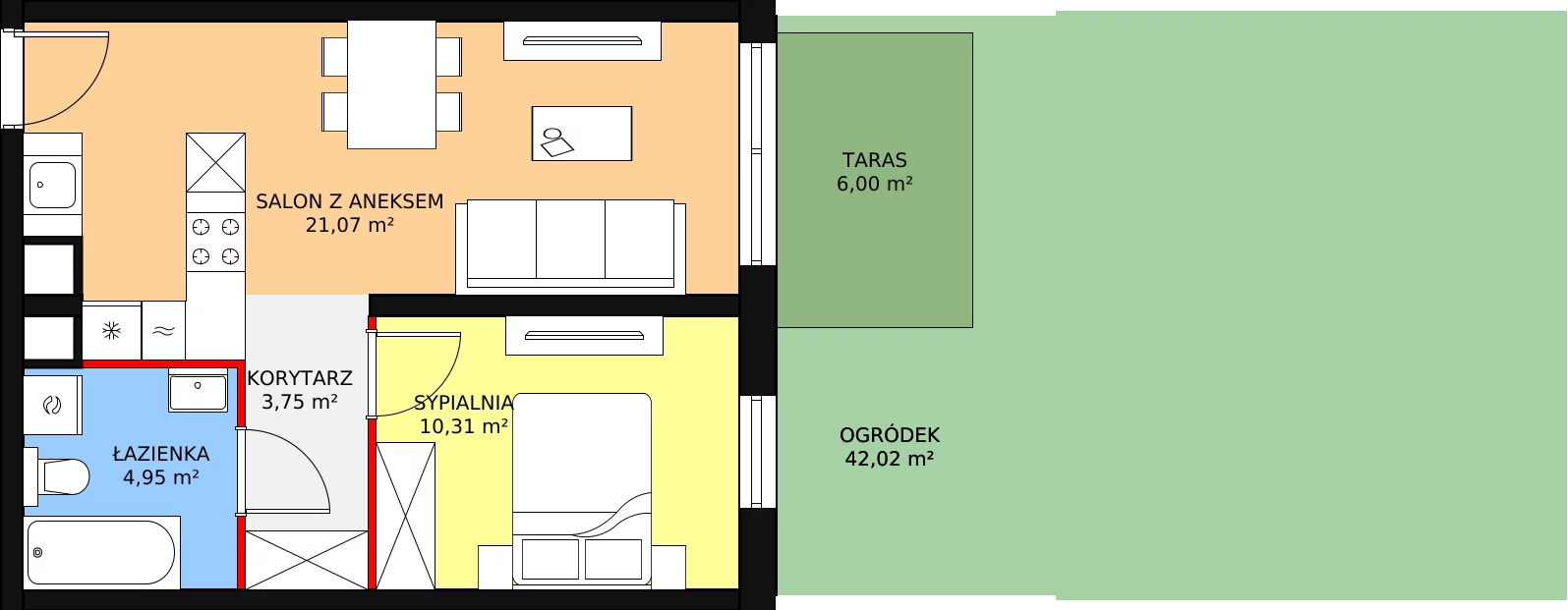 Apartament 40,47 m², parter, oferta nr E37, Let's Sea Baltic Park II etap, Gąski, ul. Nadbrzeżna 52C