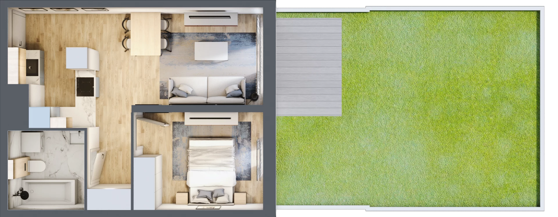 2 pokoje, apartament 40,25 m², parter, oferta nr E37, Let's Sea Baltic Park II etap, Gąski, ul. Nadbrzeżna 52C