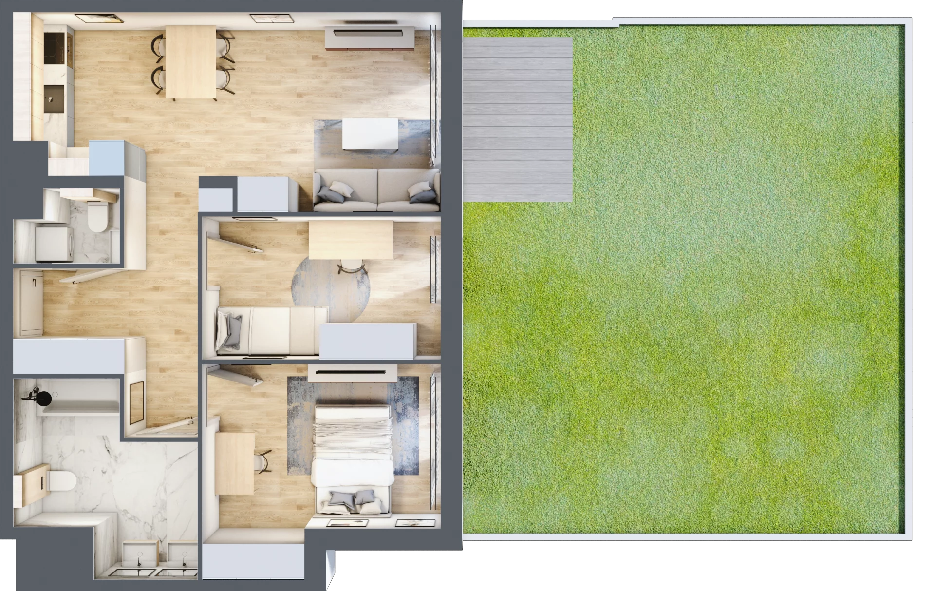 3 pokoje, apartament 65,18 m², parter, oferta nr E38, Let's Sea Baltic Park II etap, Gąski, ul. Nadbrzeżna 52C