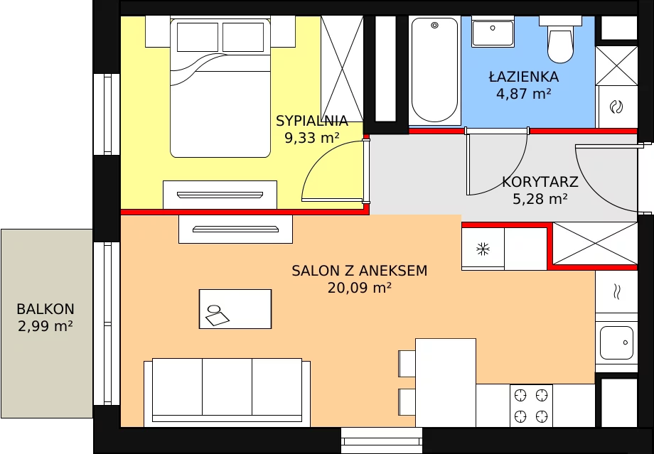 Apartament 40,19 m², piętro 1, oferta nr E39, Let's Sea Baltic Park II etap, Gąski, ul. Nadbrzeżna 52C