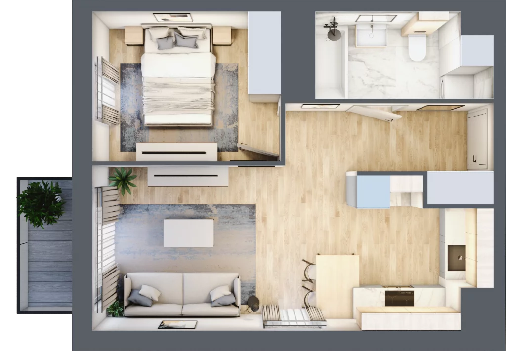 2 pokoje, apartament 39,63 m², piętro 1, oferta nr E39, Let's Sea Baltic Park II etap, Gąski, ul. Nadbrzeżna 52C
