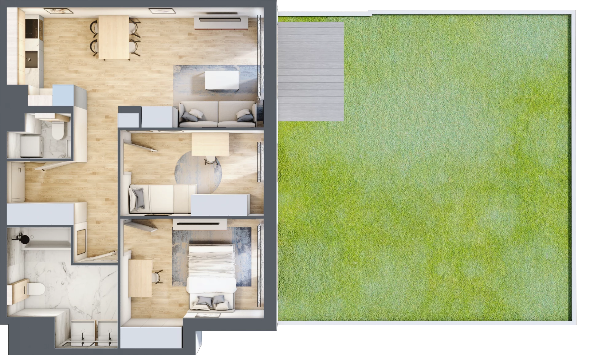 3 pokoje, mieszkanie 64,32 m², parter, oferta nr F71, Let's Sea Baltic Park II etap, Gąski, ul. Nadbrzeżna 52C