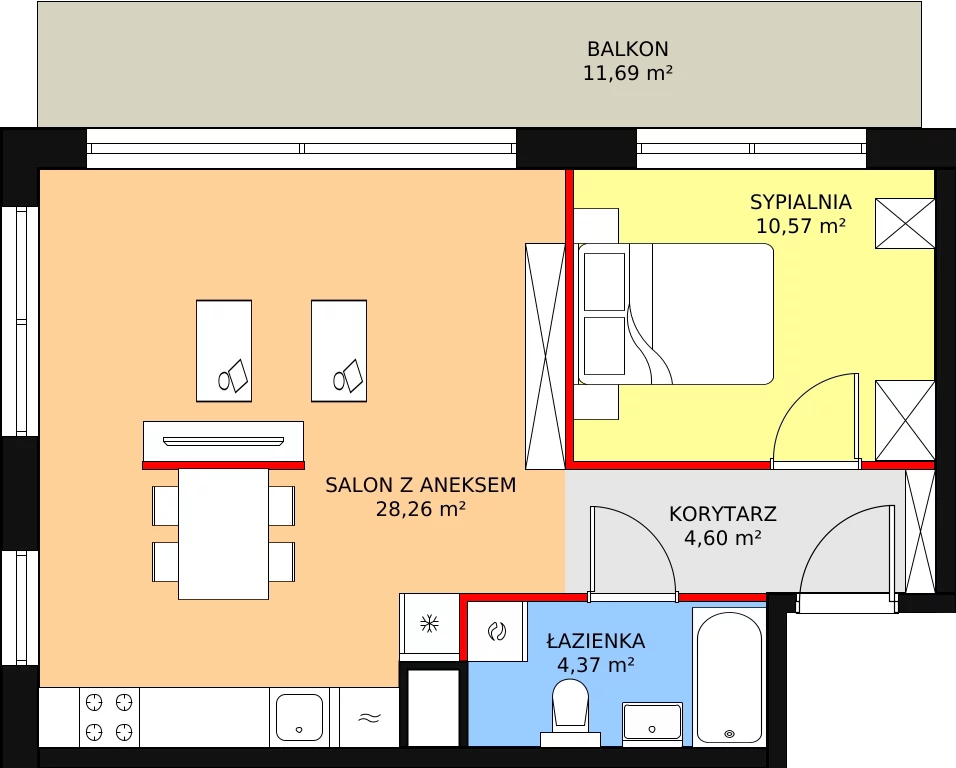 Apartament 48,46 m², piętro 1, oferta nr F76, Let's Sea Baltic Park II etap, Gąski, ul. Nadbrzeżna 52C