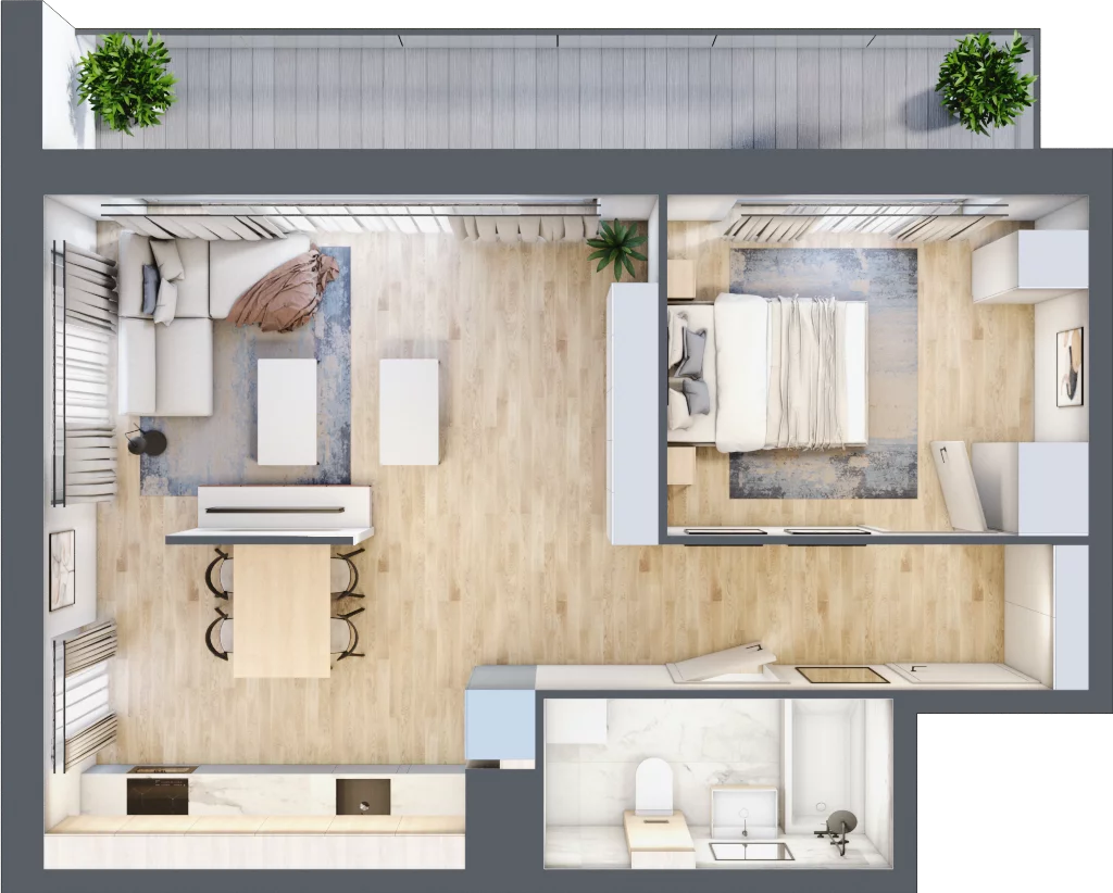 2 pokoje, apartament 48,62 m², piętro 1, oferta nr F76, Let's Sea Baltic Park II etap, Gąski, ul. Nadbrzeżna 52C
