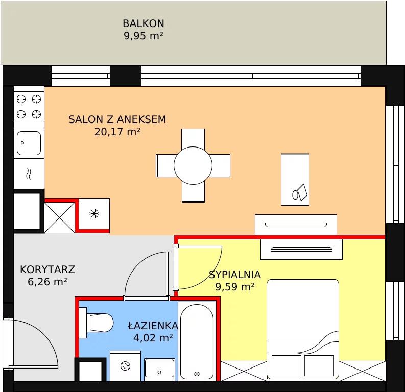 Apartament 40,97 m², piętro 1, oferta nr F77, Let's Sea Baltic Park II etap, Gąski, ul. Nadbrzeżna 52C