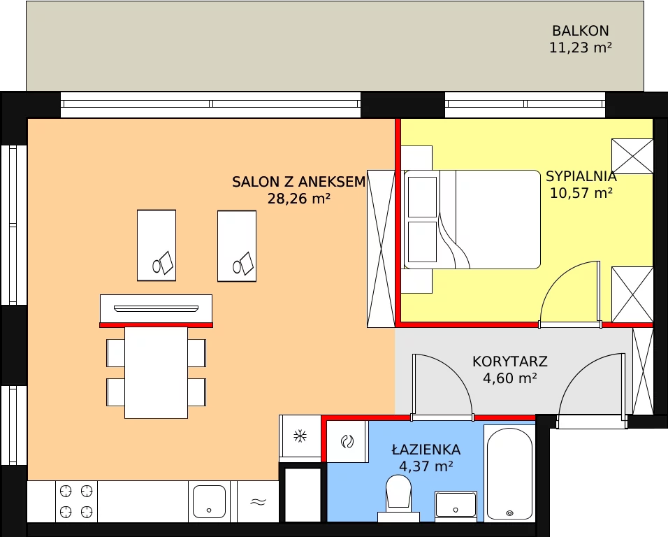 Apartament 48,48 m², piętro 2, oferta nr F85, Let's Sea Baltic Park II etap, Gąski, ul. Nadbrzeżna 52C