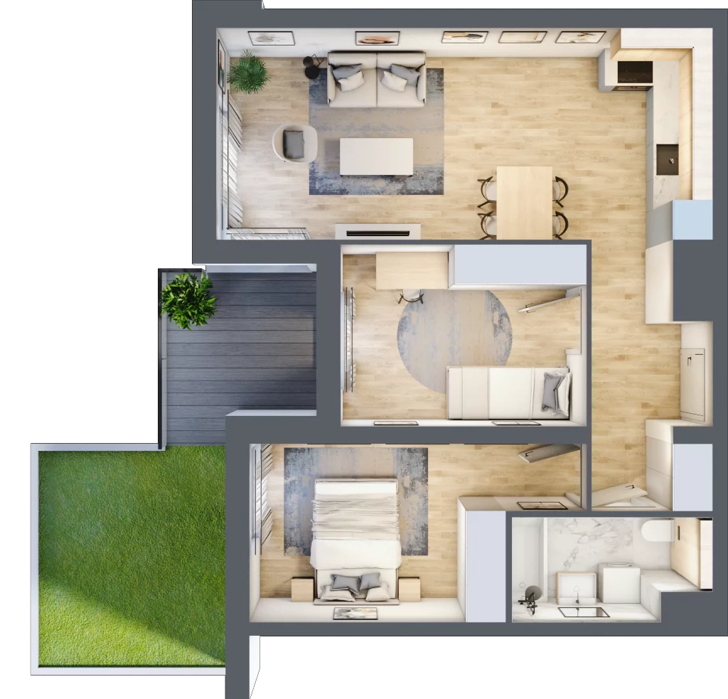 3 pokoje, mieszkanie 57,68 m², parter, oferta nr A2.08, Widok Warta etap II, Poznań, Starołęka-Minikowo-Marlewo, Starołęka, ul. Starołęcka 36/40